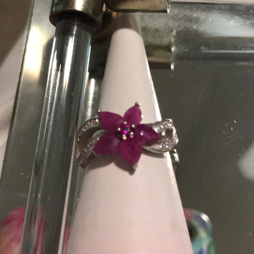 Real Ruby & Sapphire Ring Sterling Size 7.25